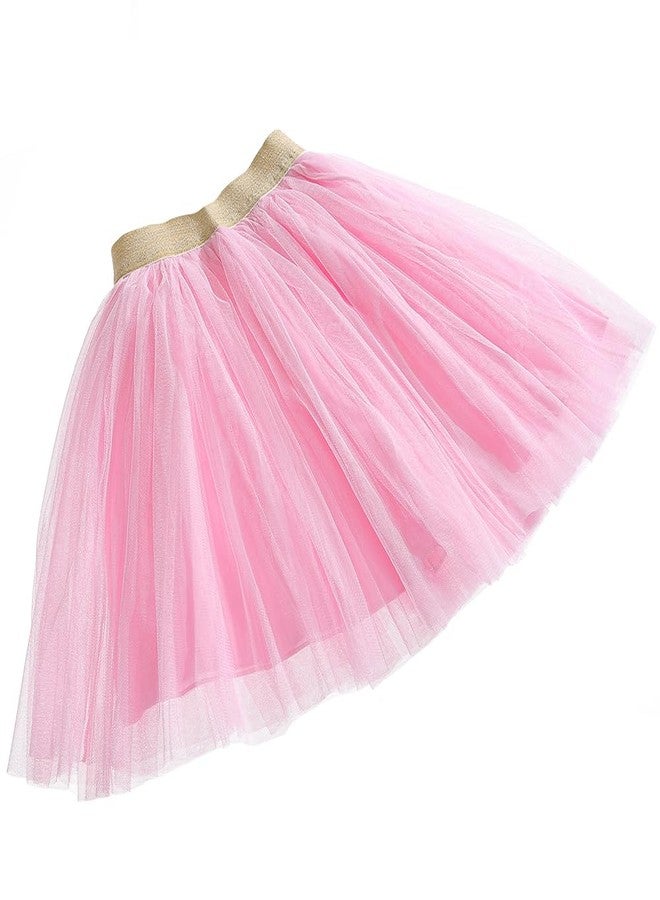 elamccor Toddler Baby Girl's Tutu A Line Knee Length Tulle Layered Long Party Skirt for Little Big Girls 1T-16T Pink - Image 4
