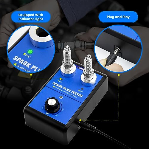 OBDResource جهاز اختبار شمعات الإشعال، جهاز اختبار لفائف الإشعال لمحركات السيارات ثنائية الفتحات 0 إلى 6000 دورة في الدقيقة بتردد عمل قابل للتعديل أداة اختبار شمعات الإشعال للدراجات النارية والسيارات للمركبات التي تعمل بالبنزين 12 فولت، مقبس شمعات الإشعال - Image 4