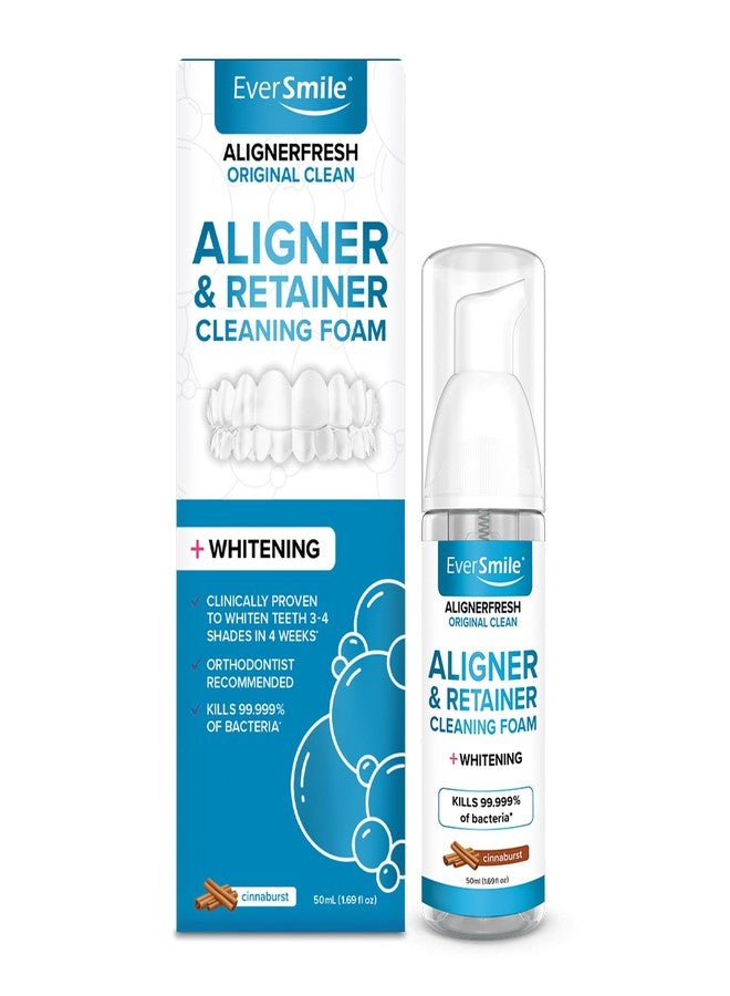 EverSmile AlignerFresh Original Clean Foam – Cleaner for All Clear Aligners & Retainers – Whitens Teeth, Fights Bad Breath – Cinnaburst, 50ml (1 Pack) - Image 1