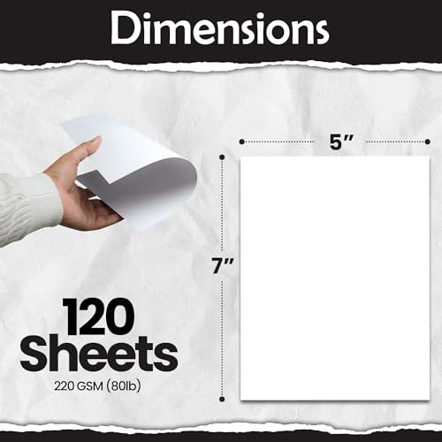 SANZIX 120 Sheets White Cardstock 5" x 7" - 80 Lbs/220 GSM, Laser & Inkjet Printer Compatible Invitation Paper | 5x7 Cardstock Paper for Printing | Invitation cards, Postcards, Note Cards - Image 2