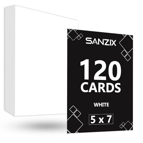 SANZIX 120 Sheets White Cardstock 5" x 7" - 80 Lbs/220 GSM, Laser & Inkjet Printer Compatible Invitation Paper | 5x7 Cardstock Paper for Printing | Invitation cards, Postcards, Note Cards - Image 1