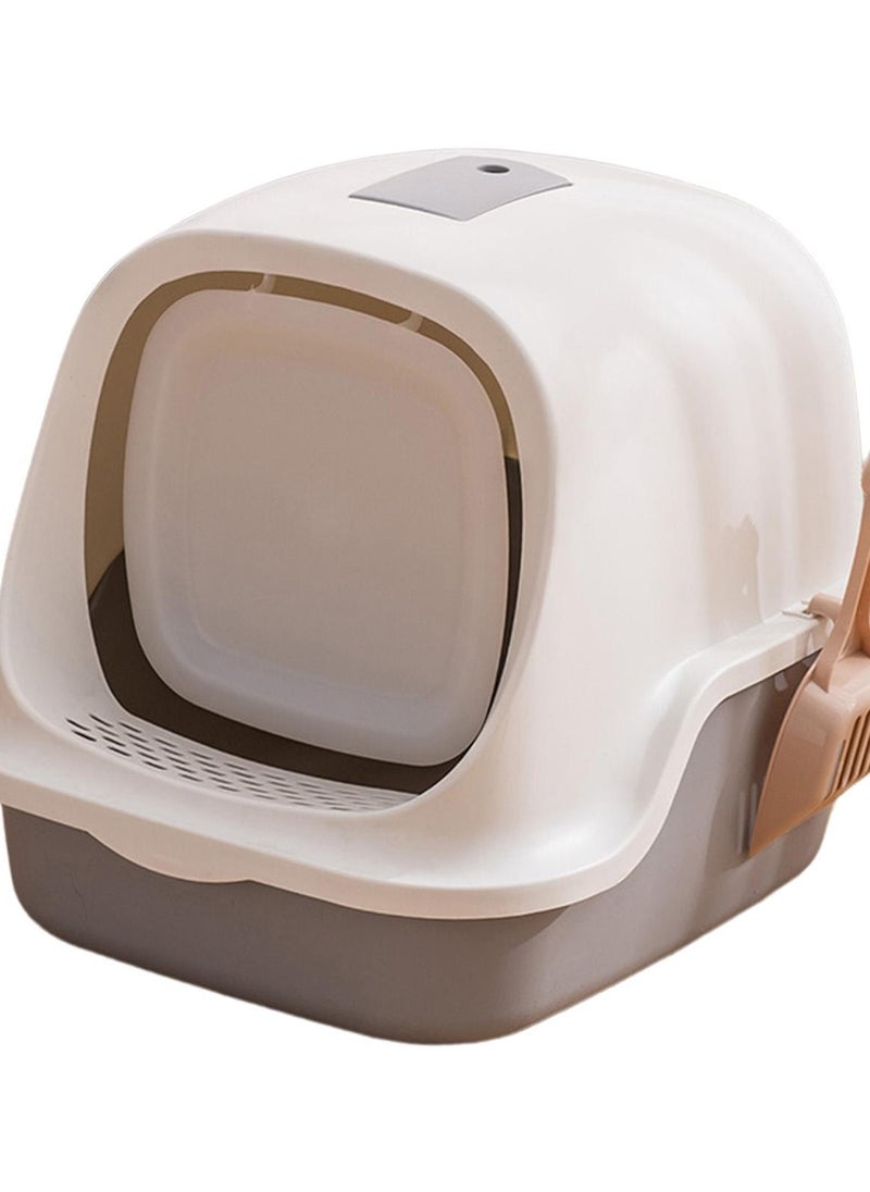 HAPPY PUSS - Cat litter box enclosed, sand box with cat litter scoop, covered with two way movable door anti-splashing easy-to-clean, large Size. White color - Image 1