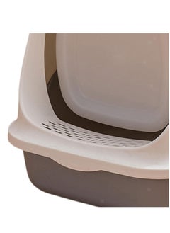 HAPPY PUSS Cat litter box enclosed, sand box with cat litter scoop, covered with two way movable door anti-splashing easy-to-clean, large Size. White color  - Image 3