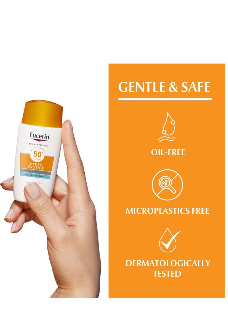Eucerin Sunscreen Hydro Protect Face Ultra Light Fluid, High UVA/UVB Protection, SPF 50+, Suitable for Daily Use, Non sticky, Non Greasy, Suitable for All Skin Types, 50ml - Image 5