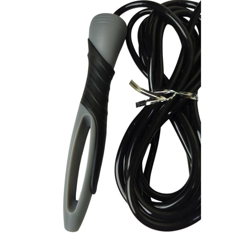 M D Stay Fit MD STAY FIT Jump Rope with Ball Bearing Black and Grey Ergonomic Handles Fitness Exercise Cardio Training - Image 2