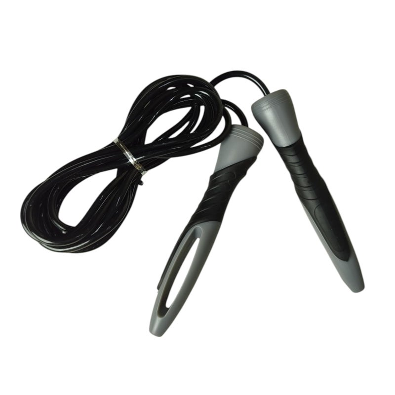 M D Stay Fit MD STAY FIT Jump Rope with Ball Bearing Black and Grey Ergonomic Handles Fitness Exercise Cardio Training - Image 4