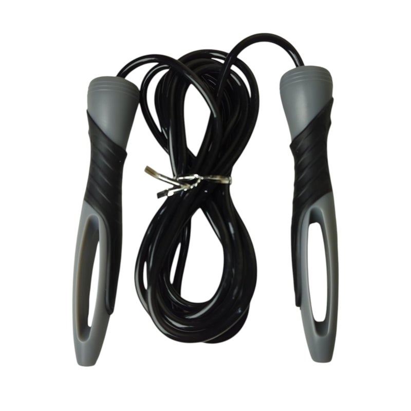 M D Stay Fit MD STAY FIT Jump Rope with Ball Bearing Black and Grey Ergonomic Handles Fitness Exercise Cardio Training - Image 1