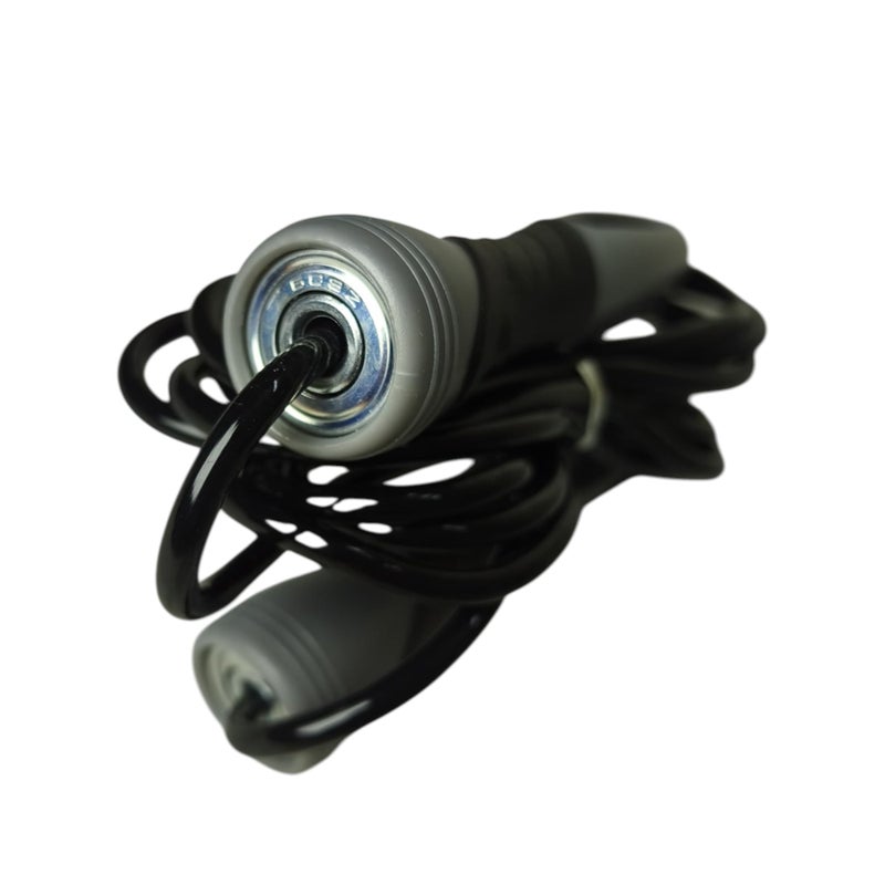 M D Stay Fit MD STAY FIT Jump Rope with Ball Bearing Black and Grey Ergonomic Handles Fitness Exercise Cardio Training - Image 3
