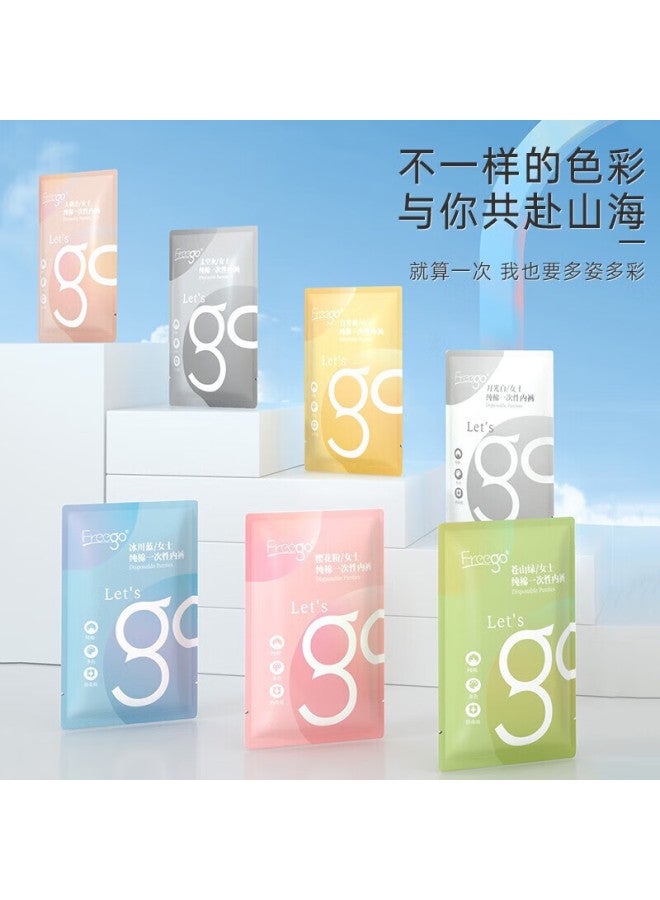 Free Go Freego Women's Disposable Underwear, Colored Pure Cotton, Sterilized, No-wash, Daily-use, For Pregnant Women, Postpartum, Menstrual Period, 7-pack, Xl Size  - Image 2
