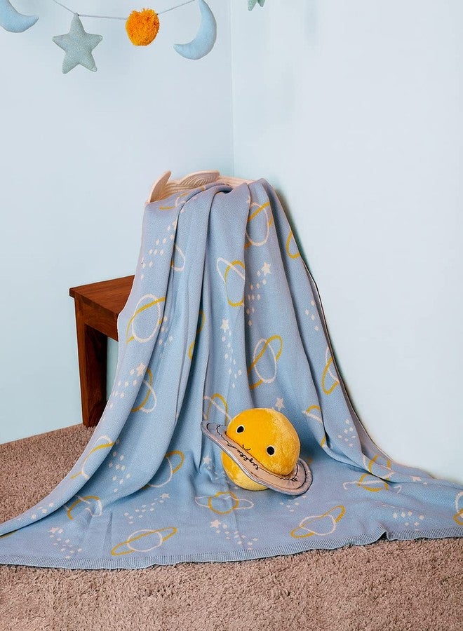 Mi Arcus 100% Cotton Knitted Lightweight Soft Printed All Weather Blanket 2-6 Y -Blue - Image 1