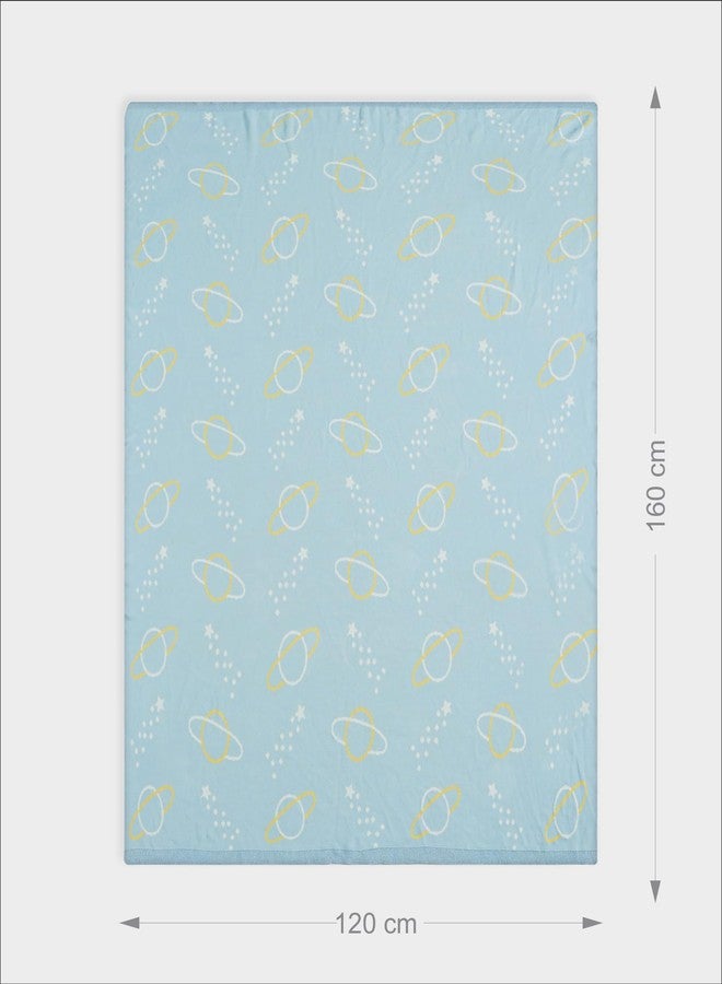 Mi Arcus 100% Cotton Knitted Lightweight Soft Printed All Weather Blanket 2-6 Y -Blue - Image 3