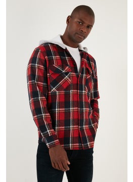 Buratti Plaid Double Pocket Hooded Lumberjack Shirt Men's Shirt CF22W2650  - Image 2