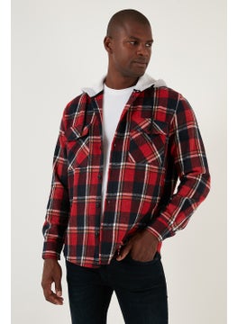 Buratti Plaid Double Pocket Hooded Lumberjack Shirt Men's Shirt CF22W2650  - Image 3