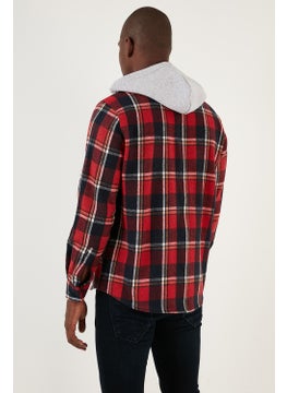Buratti Plaid Double Pocket Hooded Lumberjack Shirt Men's Shirt CF22W2650  - Image 4