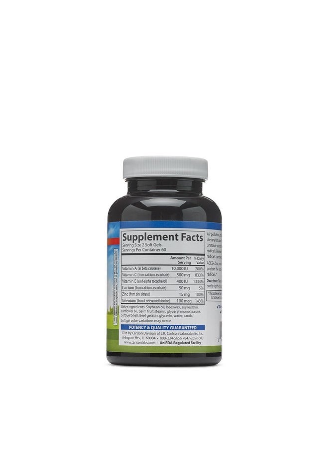 Carlson - Aces + Zn Vitamins A C E + Selenium & Zinc Cellular Health & Immune Support Antioxidant 120 Softgels - Image 1