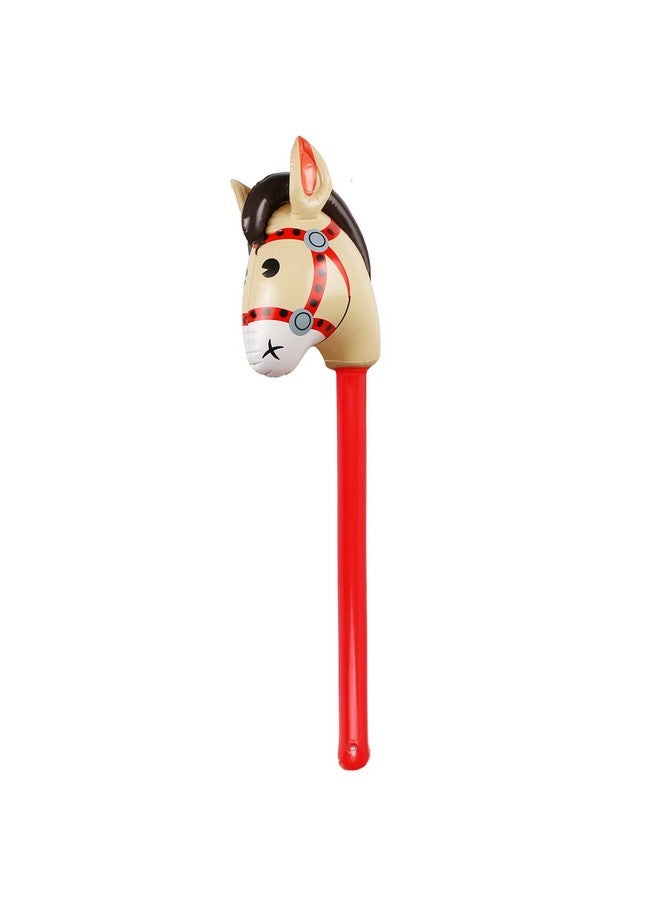 EVERMARKET Inflatable Stick Horse,Inflatable Horse Head On Stick Horse Costume Pony/Halloween/Western Cowboy/Horse Baby Shower Birthday Party Decorations Supplies Favors Prop, 37 Inch (Red) - Image 1