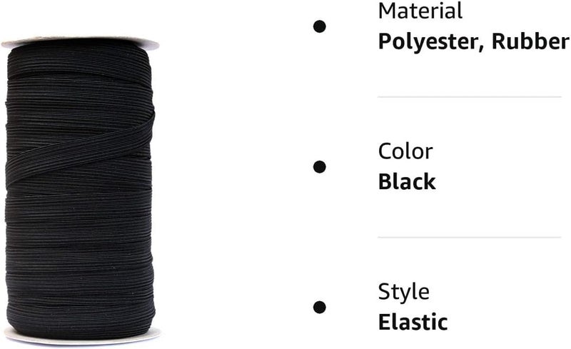 Toommooney 50 Yards Length 1/2" Width Flat Elastic Band for Sewing Stretch Elastic Cord for DIY Projects, Arts & Crafts (Black) - Image 4