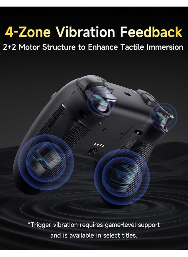 EasySMX X05Pro Wireless PC Gaming Controller with Smart Charging Dock – Full Quiet Buttons, Dual-Stage Linear Triggers, 8-Way D-Pad, Programmable Buttons, Hall Effect Joysticks, 1000mAh Long Battery Life, 1000Hz Polling Rate, Compatible with PC/Switch/Android/iOS, Black - Image 5