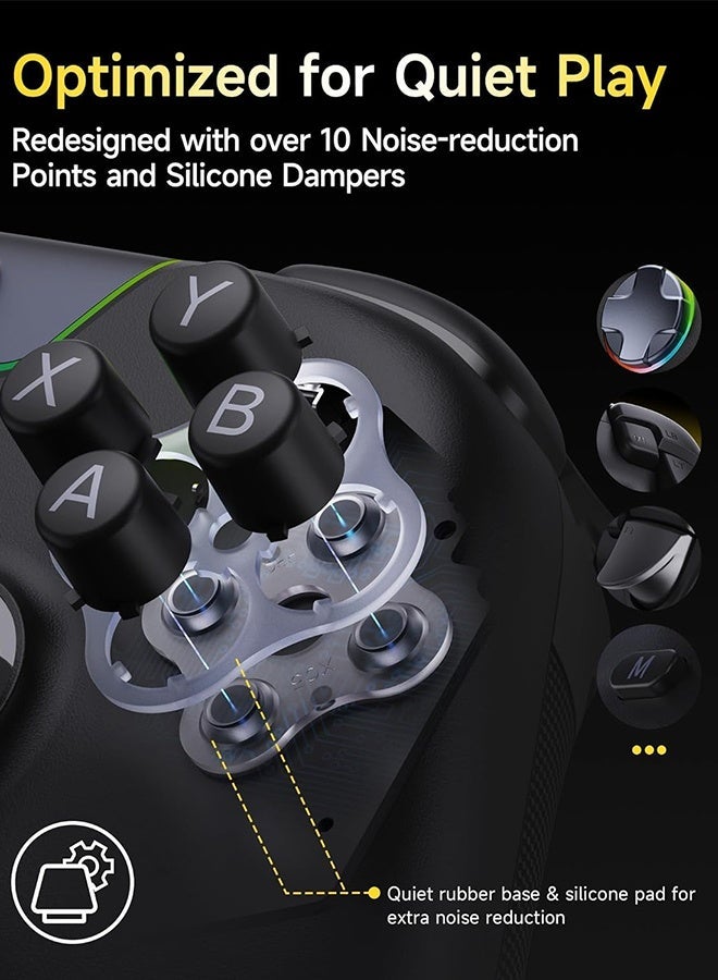 EasySMX X05Pro Wireless PC Gaming Controller with Smart Charging Dock – Full Quiet Buttons, Dual-Stage Linear Triggers, 8-Way D-Pad, Programmable Buttons, Hall Effect Joysticks, 1000mAh Long Battery Life, 1000Hz Polling Rate, Compatible with PC/Switch/Android/iOS, Black - Image 3