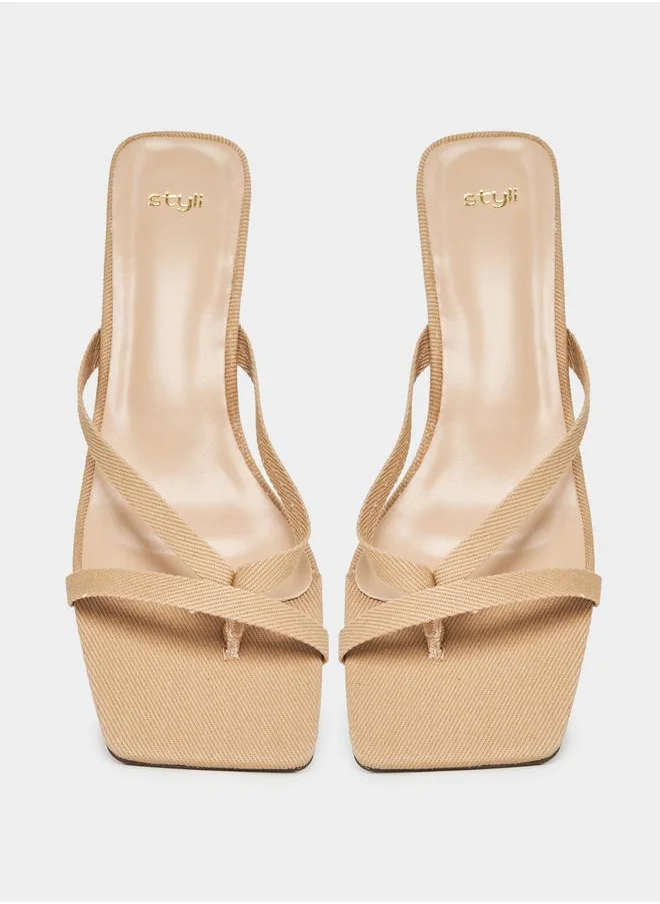 Styli Open Toe Kitten Heel Sandals
