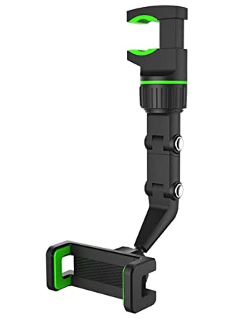 Car Phone Holder Multifunctional 360 Degree Rotatable Auto Rearview Mirror Mount Seat Hanging Clip Bracket Cell Phone Holder for 4.0-6.1 Inch Phone Gps Navigation Adjustable Support (green)  - Image 1