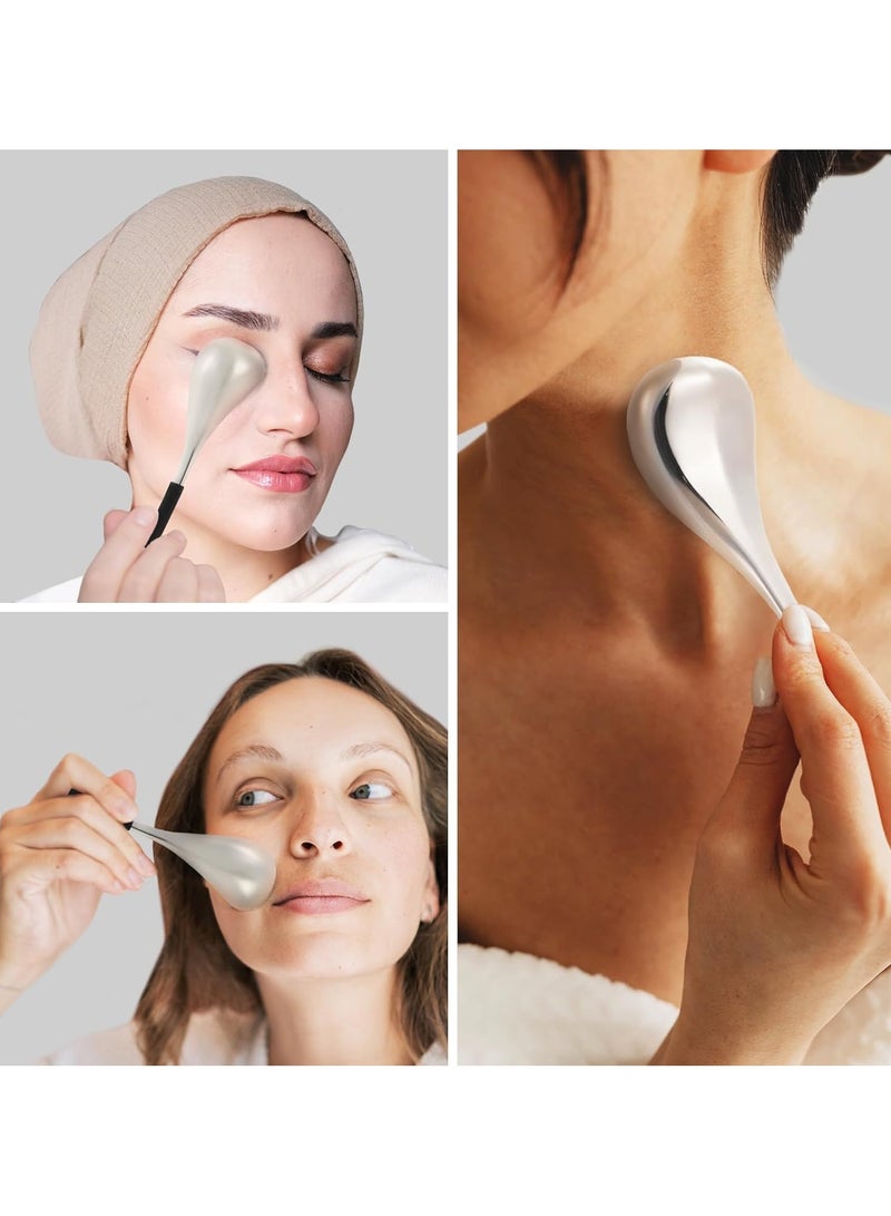 Loquat 2 Pcs Ice Mold for Face, Stainless Steel Eye Ice Roller Facial Massage Tools Guasha Tool for Face - Image 3
