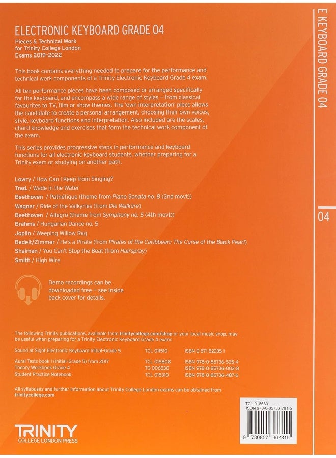 Trinity College London Electronic Keyboard Exam Pieces & Technical Work 2019â€“2022: Grade 4: And Technical Work - Grade 4 - Image 2