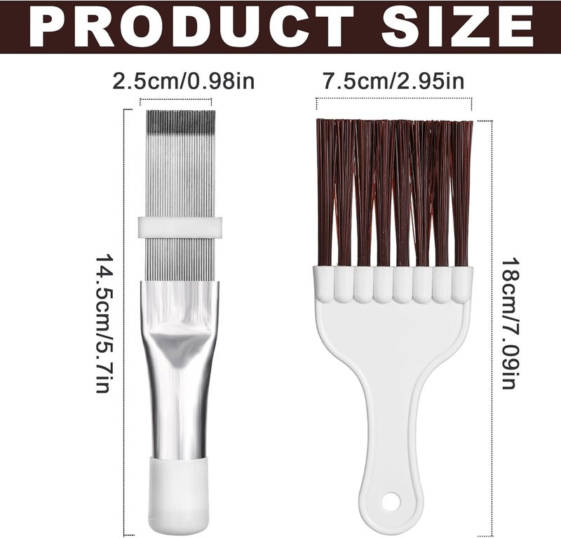 PEUTIER 2pcs Air Conditioner Condenser Fin Combs, Refrigerator Coil Cleaning Brush Evaporator Cleaner Stainless Steel Metal Radiator Fin Repair Tool for Refrigerators, Auto, Computers, Kitchens Gulf standard sizing alternatives - Image 2
