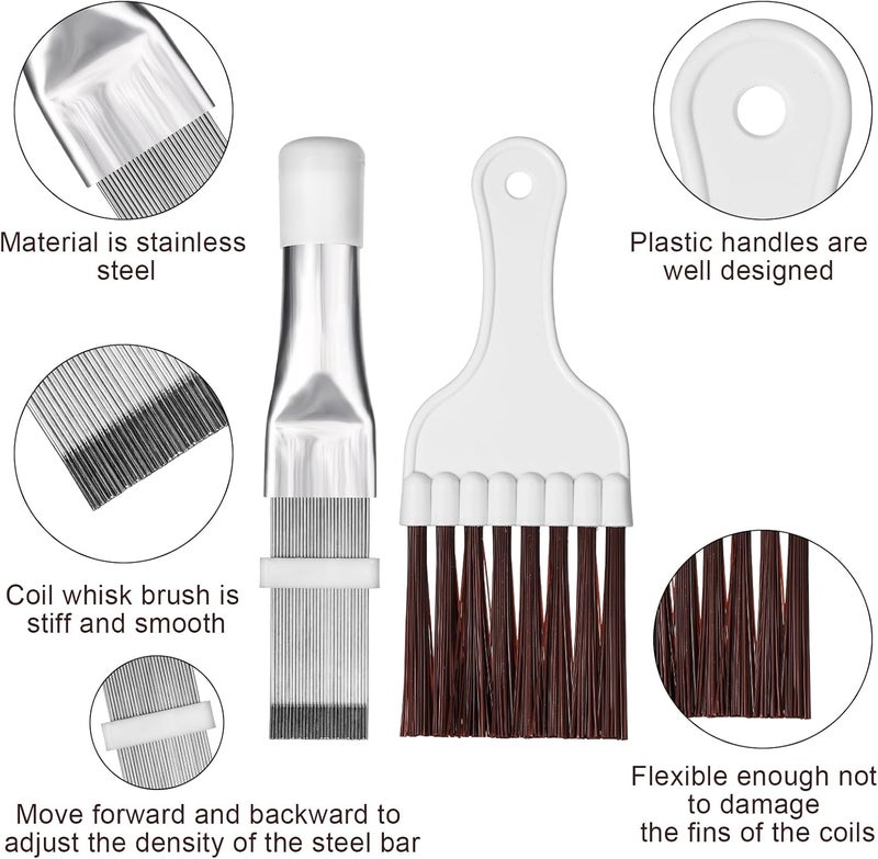 PEUTIER 2pcs Air Conditioner Condenser Fin Combs, Refrigerator Coil Cleaning Brush Evaporator Cleaner Stainless Steel Metal Radiator Fin Repair Tool for Refrigerators, Auto, Computers, Kitchens Gulf standard sizing alternatives - Image 3