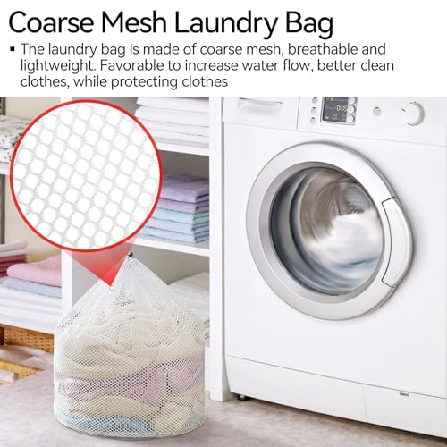 Nufiwra 3Pcs Laundry Mesh Wash Bags, Drawstring Net Laundry Bag for Washing Machine, Mesh Laundry Wash Bags for Home Dorm Hotel Travel Use - Image 4