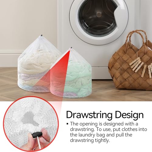 Nufiwra 3Pcs Laundry Mesh Wash Bags, Drawstring Net Laundry Bag for Washing Machine, Mesh Laundry Wash Bags for Home Dorm Hotel Travel Use - Image 5