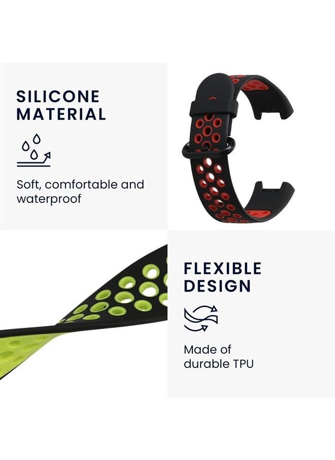 kwmobile - Straps Compatible with Xiaomi Mi Watch Lite/Redmi Watch Straps - 2x Replacement Silicone Watch Bands - Black/Green/Black/Red - Image 1