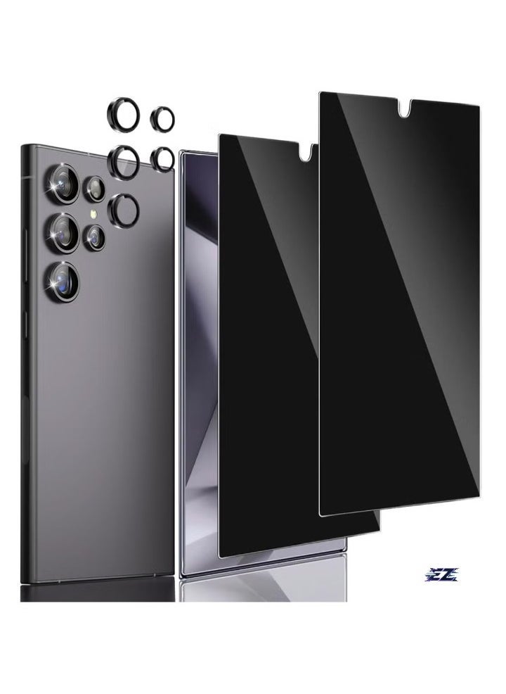 ELTRAZONE Compatible Samsung Galaxy S24 Ultra Privacy Screen Protector – Tempered Glass with CD Texture, Black, Camera Lens Protection, Anti-Spy Feature, Supports Fingerprint ID, 9H Hardness, Ultimate Privacy and Durability - Image 1