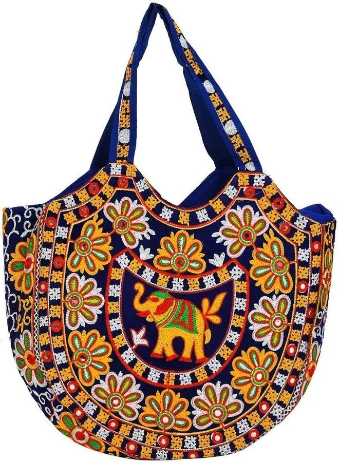 SAINTIMO ® Attractive Looking Cotton Traditional Ethnic Rajasthani Jaipuri Embroidered Hand bag/Purse for Girls Women (Blue Hath) - Image 1
