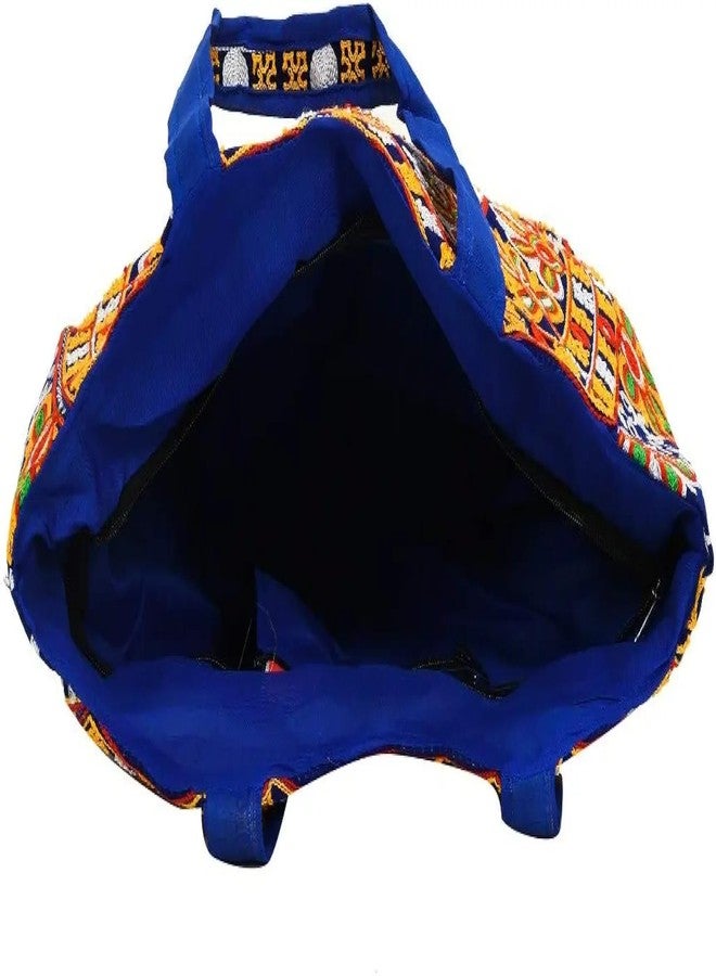 SAINTIMO ® Attractive Looking Cotton Traditional Ethnic Rajasthani Jaipuri Embroidered Hand bag/Purse for Girls Women (Blue Hath) - Image 3