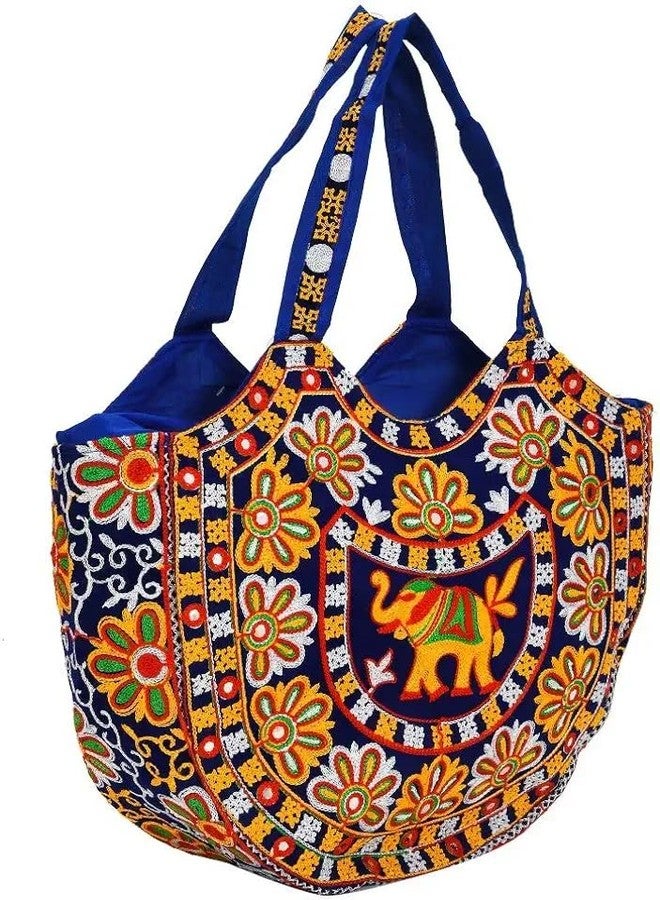 SAINTIMO ® Attractive Looking Cotton Traditional Ethnic Rajasthani Jaipuri Embroidered Hand bag/Purse for Girls Women (Blue Hath) - Image 2