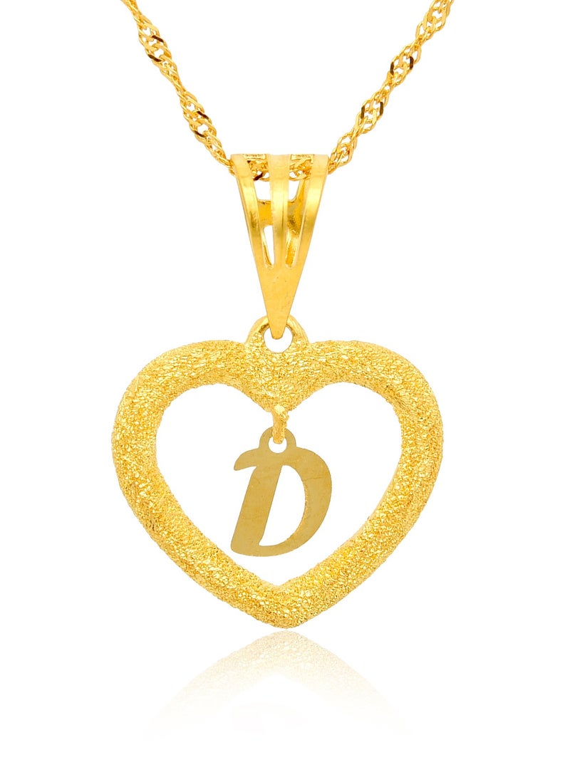 بفلح للمجوهرات صناعة ذهبية أنيقة: قلادة على شكل قلب 'D' من عيار 22 قيراط - Image 1