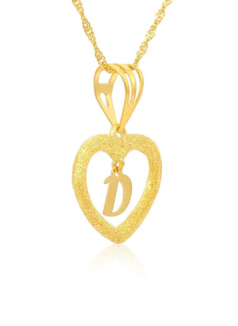 بفلح للمجوهرات صناعة ذهبية أنيقة: قلادة على شكل قلب 'D' من عيار 22 قيراط - Image 2