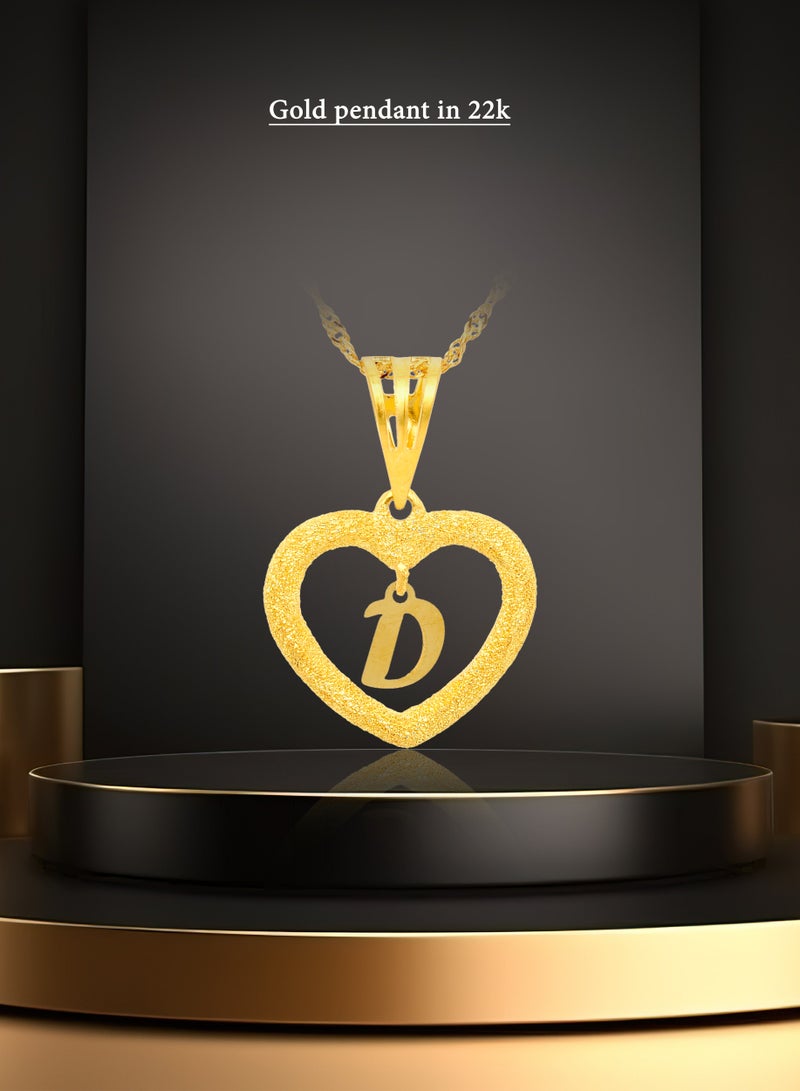 بفلح للمجوهرات صناعة ذهبية أنيقة: قلادة على شكل قلب 'D' من عيار 22 قيراط - Image 4
