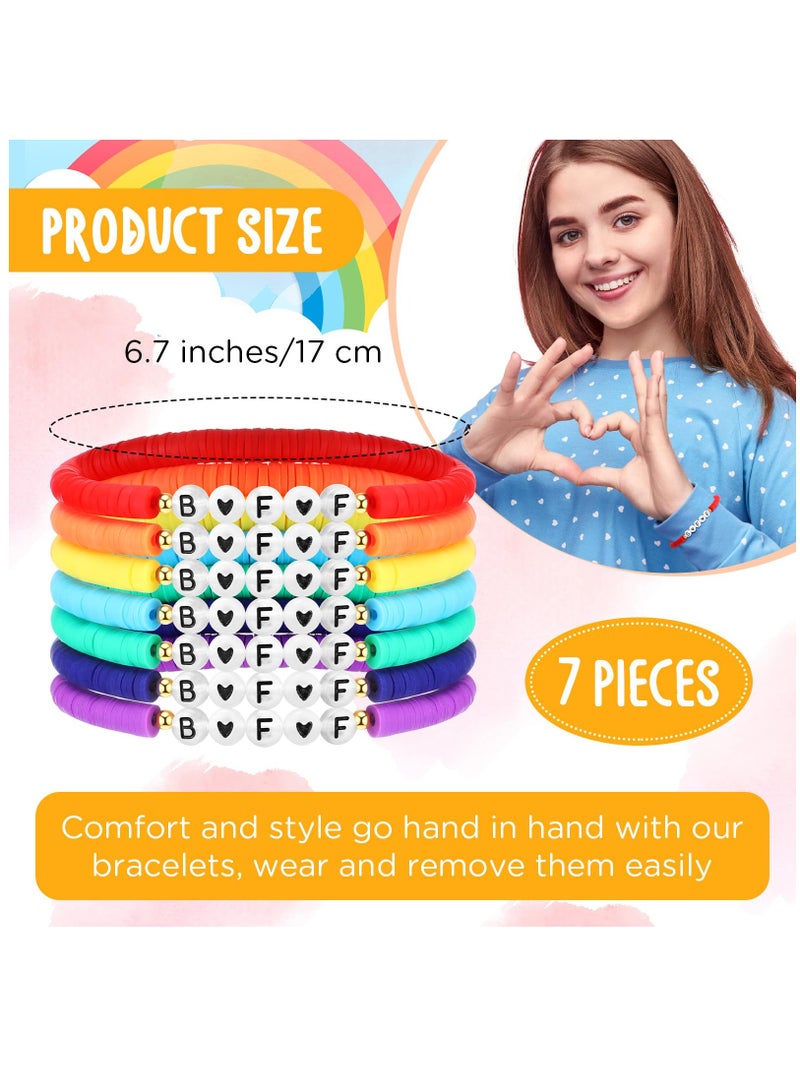 Colorful Stretchy Friendship Bracelets Set of 7 for Girls and Women, Glow in the Dark Beads for Best Friends - Image 2