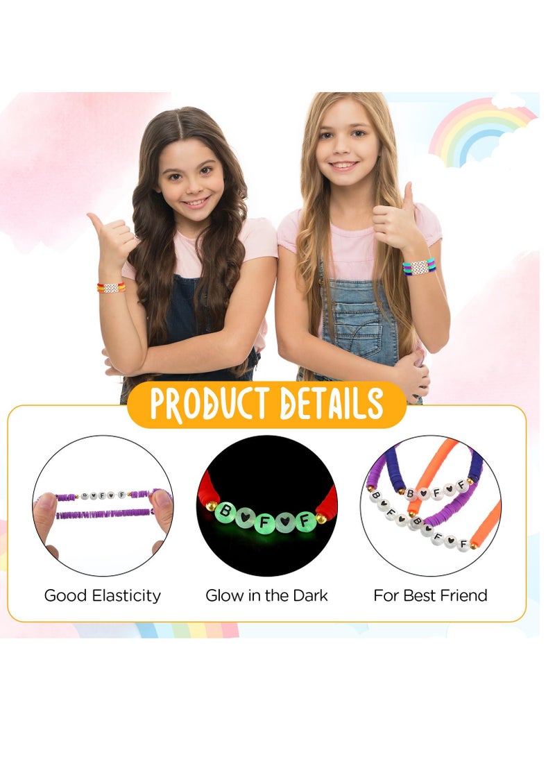 Colorful Stretchy Friendship Bracelets Set of 7 for Girls and Women, Glow in the Dark Beads for Best Friends - Image 3