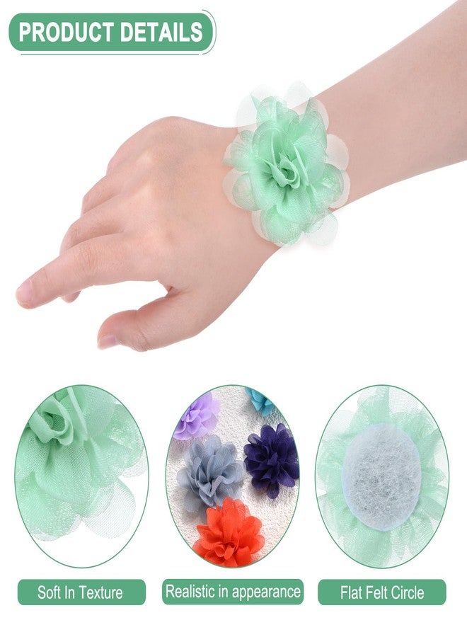 M METERXITY 12-Pack Mint Green Chiffon Fabric Flowers, 1.97 x 1.97 Inch, Artificial Plant, Chiffon Flower, Round, Delicate and Romantic, Perfect for Home Decor/Wedding/Headbands/DIY/Party/Garden - Image 2