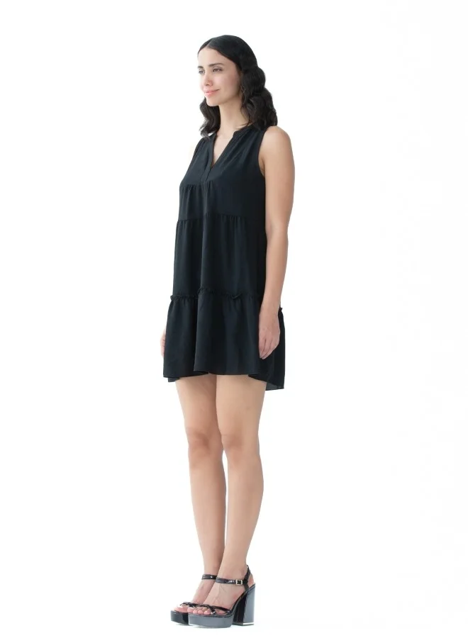 HaILYS Black Tiered Sleeveless Mini Dress