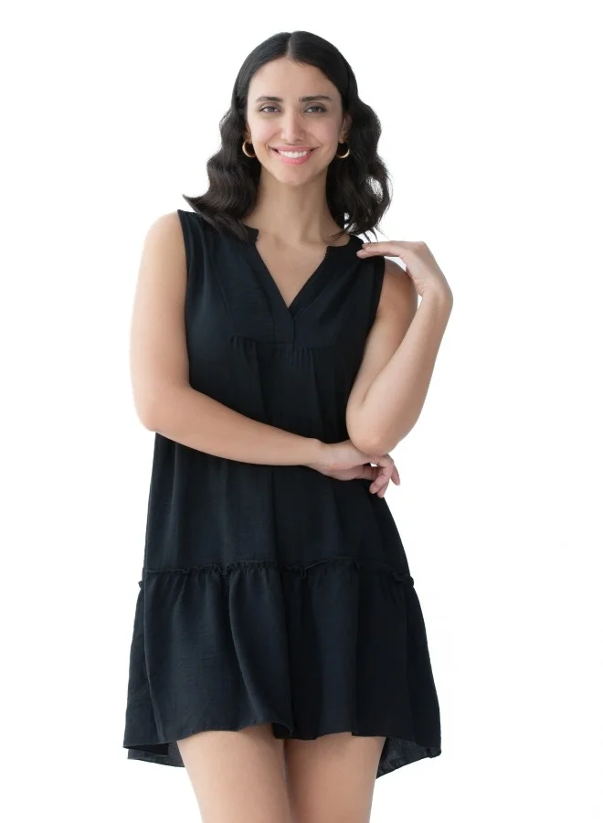 HaILYS Black Tiered Sleeveless Mini Dress