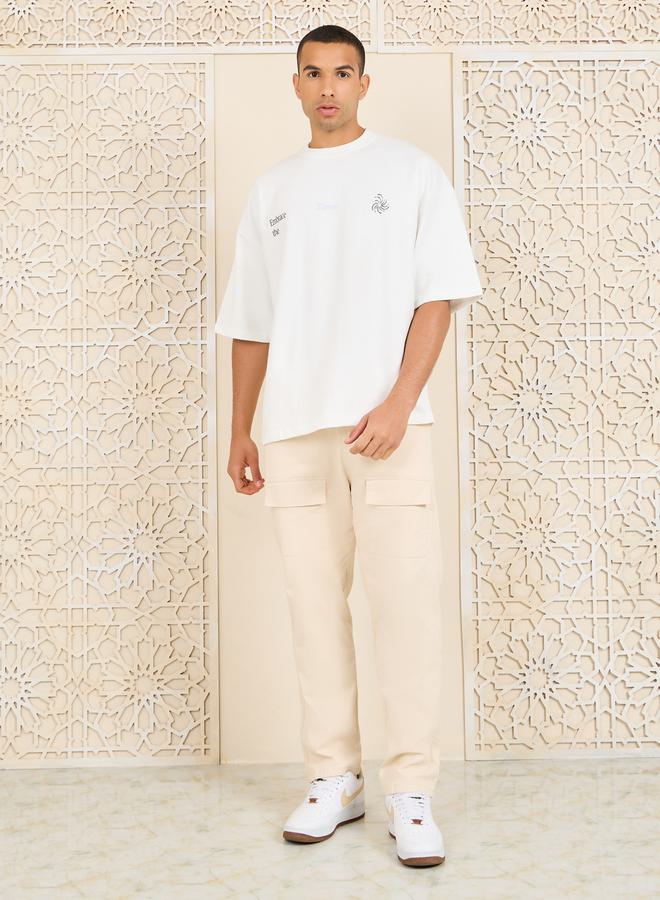 Styli Front and Back Embrace Slogan Print Terry Knit Boxy T-Shirt - Image 2