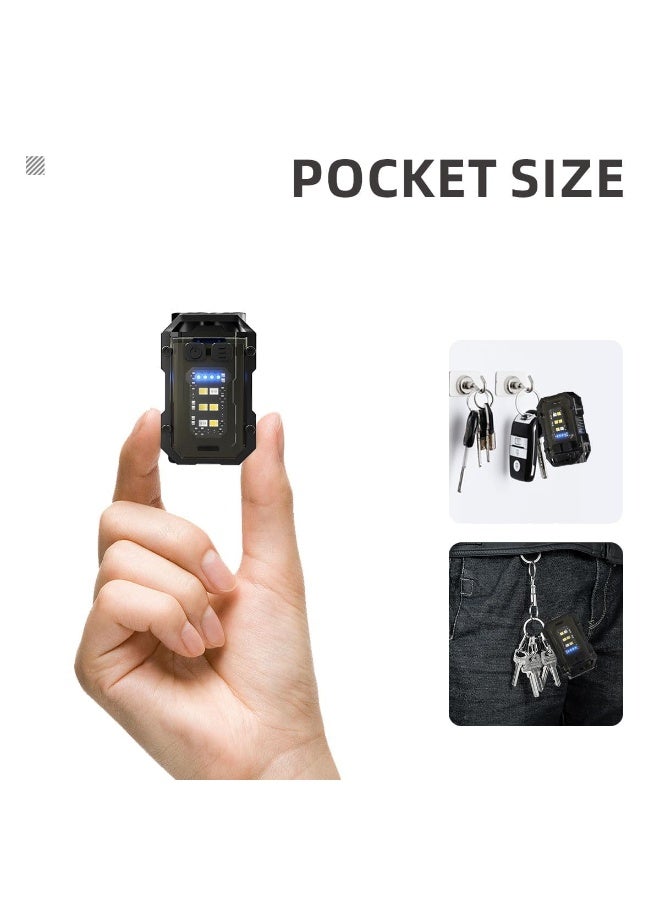 أوشيما مصباح فلاش صغير، مصباح جيب صغير محمول، مصباح غطاء مغناطيسي قابل لإعادة الشحن مع مشبك خلفي، مصباح فلاش لسلسلة المفاتيح الصغيرة قابل لإعادة الشحن للعمل في المخيمات مشية الكلاب - Image 3