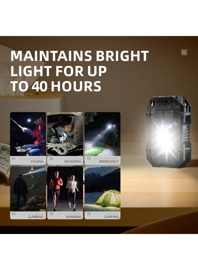 أوشيما مصباح فلاش صغير، مصباح جيب صغير محمول، مصباح غطاء مغناطيسي قابل لإعادة الشحن مع مشبك خلفي، مصباح فلاش لسلسلة المفاتيح الصغيرة قابل لإعادة الشحن للعمل في المخيمات مشية الكلاب - Image 5