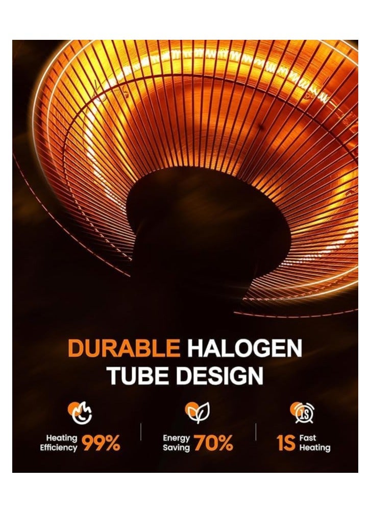 Electric Outdoor Patio Heater – Freestanding Infrared Heater with Adjustable Height | Hammered Bronze Finish, Silent Heating & Tip-Over Protection - Image 2