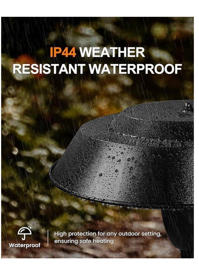 Electric Outdoor Patio Heater – Freestanding Infrared Heater with Adjustable Height | Hammered Bronze Finish, Silent Heating & Tip-Over Protection - Image 4