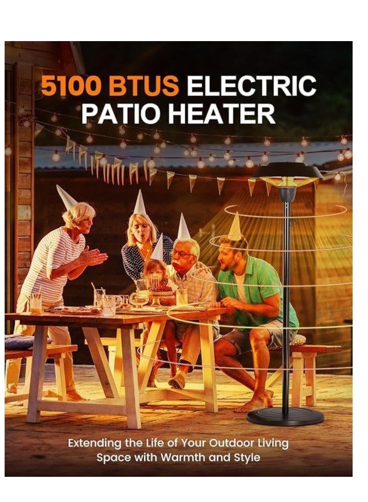 Electric Outdoor Patio Heater – Freestanding Infrared Heater with Adjustable Height | Hammered Bronze Finish, Silent Heating & Tip-Over Protection - Image 5